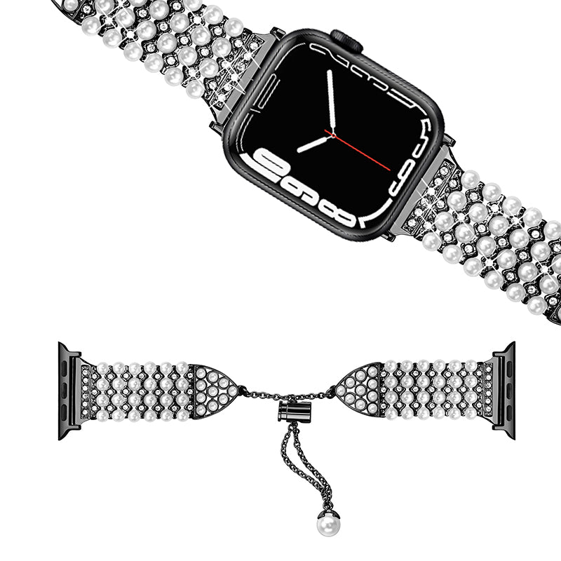 For Apple Watch Ultra 2 49mm Series 9 45mm SE (2023) 44mm Ultra 49mm 8 7 45mm 6 5 4 SE (2022) SE 44mm 3 2 1 42mm Stylish Pearls Rhinestone Decor Bracelet Metal Watch Band Wrist Strap For Apple Watch Ultra 2 49mm Series 9 45mm SE (2023) 44mm Ultra 49mm 8 7 45mm 6 5 4 SE (2022) SE 44mm 3 2 1 42mm Stylish Pearls Rhinestone Decor Bracelet Metal Watch Band Wrist Strap
